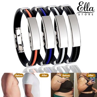 Ellastore123 สร้อยข้อมือผู้ชาย ยืดหยุ่น ซิลิโคน หัวเข็มขัด ปรับได้ มินิมอล ขัด เครื่องประดับตกแต่ง แพ้ง่าย อินเทรนด์ ผู้ชาย สเตนเลส สร้อยข้อมือ เครื่องประดับ