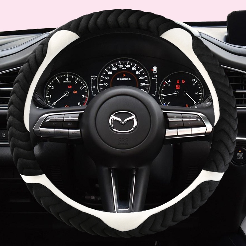 ปลอกหุ้มพวงมาลัยรถยนต์ ผ้ากํามะหยี่ขนนิ่ม อุปกรณ์เสริม สําหรับ Mazda 3 Axela 2019 2020 2021 CX-30 2020 2021MX-30 CX-5 CX-50 2021