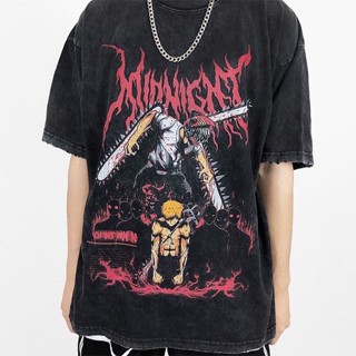 tshirt เสื้อยืดผู้ชายโอเวอร์ไซส์ midnight chainsaw man เสื้อy2k เสื้อมินิมอล เสื้ออปป้า เกาหลี(S-5XL)