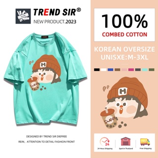 ⚡พร้อมส่ง⚡️เสื้อยืด oversize cotton 100 เสื้อยืดคอกลม ทรงหลวม เสื้อยืดโอเวอร์ไซส์ เสื้อยืด Oversize ลายสตรีท มี9สี M-3XL