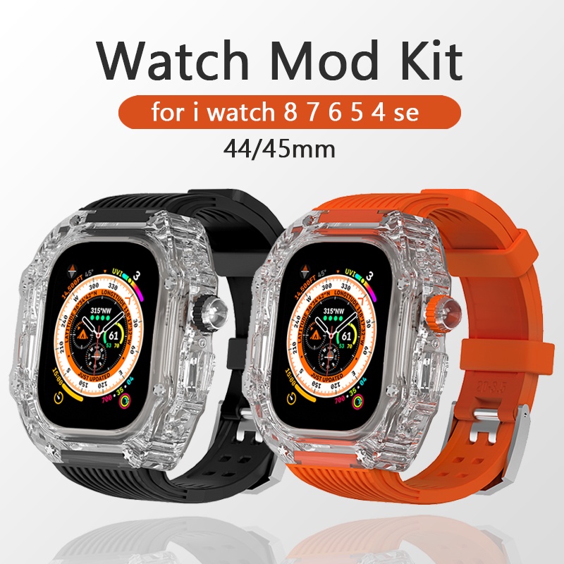 สายนาฬิกาข้อมือยาง แบบใส แนวตั้ง หรูหรา สําหรับ Apple watch series 8 7 6 5 4 se i watch 44 มม. 45 มม.