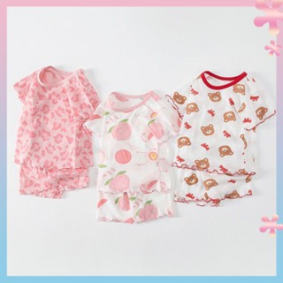 Childrens 2022 New Ice Silk short-sleeved shorts suit girls summer thin baby t-shirt can be worn out two-piece set