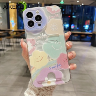 เคสโทรศัพท์มือถือใส แบบนิ่ม ลายหน้ายิ้ม พร้อมช่องใส่บัตร สําหรับ Tecno POP 7 6 5 Pro POP 5 4 Lte POP 4