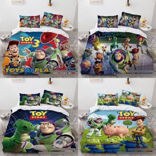 Ellen ชุดเครื่องนอน ผ้าปูที่นอน ปลอกหมอน ลายการ์ตูนดิสนีย์ Toy Story 3in1 สําหรับบ้าน ห้องนอน