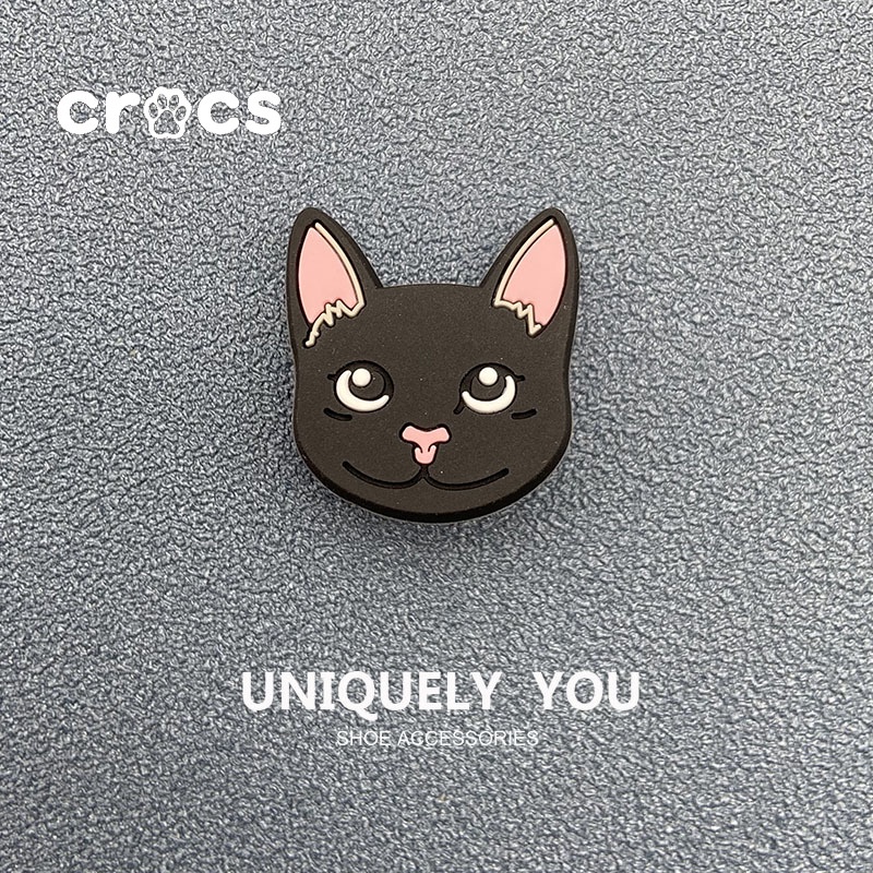 Crocs jibbitz จี้กระดุม รูปหัวแมวน่ารัก สําหรับตกแต่งรองเท้า DIY