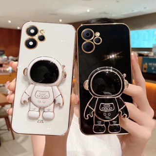 เคส Realme 10 Pro Plus หรูหรา สร้างสรรค์ นักบินอวกาศ ตัวยึด เคสโทรศัพท์ TPU นิ่ม ชุบไฟฟ้า เคสกันกระแทก