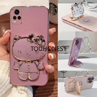 เคส Vivo V21 เคส Vivo V21S Casing Vivo V21E Cases Vivo V23E Case Vivo V11 Pro Case Vivo Y73 Y71T Case Vivo Y1S Case Vivo Y93S Case Vivo U3 Case Cute Anime Cartoon Vanity Mirror Hello Kitty Holder Phone Cover Case With Metal Sheet TK โทรศัพท์มือถือ