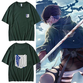 Cool เสื้อยืดแขนสั้นลําลอง พิมพ์ลายกราฟฟิคอนิเมะ Attack on Titan แฟชั่นสําหรับผู้ชาย และผู้หญิง