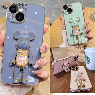 Jiehui เคสโทรศัพท์มือถือชุบไฟฟ้า แบบนิ่ม ลายหมี สําหรับ iPhone 14 Pro Max 14 Plus 14 Pro 14 13 mini 13 Pro Max 13 Pro 13