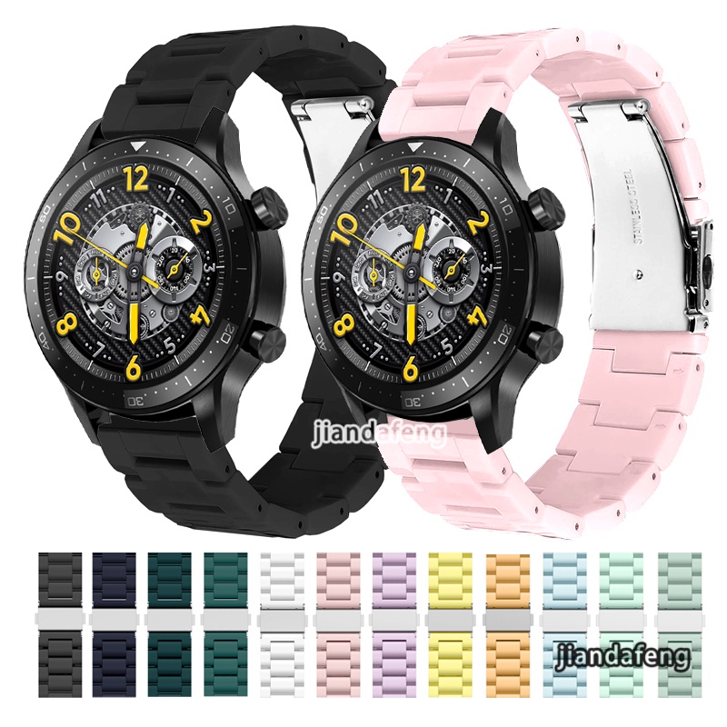 สายนาฬิกาข้อมือ พลาสติก เรซินใส สีอะคริลิค แฟชั่น สําหรับ realme Watch S Pro