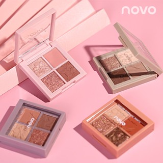 Novo อายแชโดว์พาเลท สี่สี เครื่องสําอางแต่งหน้า หลากสี สําหรับผู้หญิง นักเรียน ปาร์ตี้ ขายดี