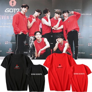  ใหม่เอี่ยมGOT7 Seven secrets คอนเสิร์ตรอบๆจะช่วยในการเล่นเพลงเสื้อผ้าวรรคเดียวกันแขนสั้นเสื้อยืดผู้ชายและผู้หญิงในช