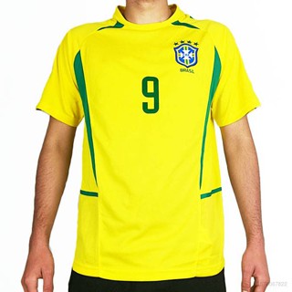 เสื้อยืด ลายทีมชาติฟุตบอล Brazil Jersey Home Ronaldo 2002 ชุดเหย้า สไตล์เรโทร