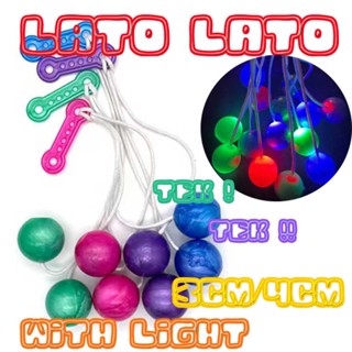 Cod ของเล่นไวรัส เกม Lato Lato Tangkai Old School Latto Marble Latto Lampu LED bola tek tek 5 ชิ้น