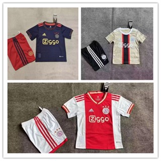 เสื้อกีฬาแขนสั้น ลายทีมฟุตบอล AJAX 22/23 ชุดเยือน สําหรับเด็ก (ด้านบน และกางเกง)