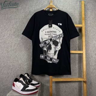 PUTIH PRIA HITAM T-shirt Distro Philipp Plein Skull White Black Hype Beast Short Sleeve Men Women - tshirt holdout _01