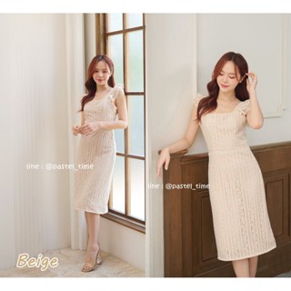 Sugary Lace Dress : Beige สีเบจ [Made by Pastel Time]