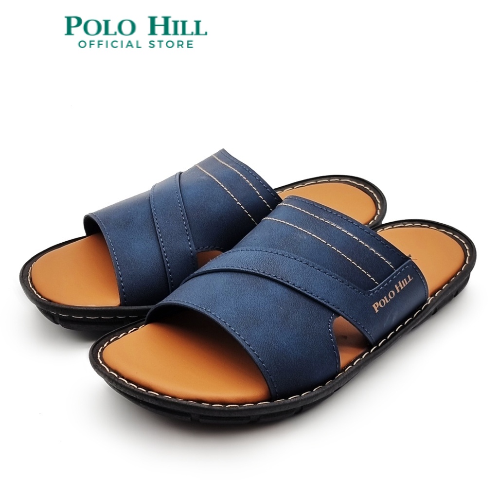 POLO HILL รองเท้าแตะสไลด์ผู้ชาย PMSS-MS490 (น้ําเงิน/น้ําตาล)