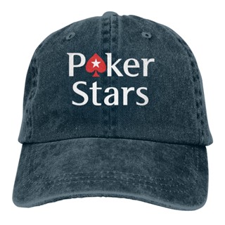 ใหม่ หมวกยีน ผ้าฝ้ายแท้ ลายโลโก้โป๊กเกอร์ Sunhat Pokerstars แฟชั่นฤดูใบไม้ร่วง และฤดูหนาว ปรับได้ XQ