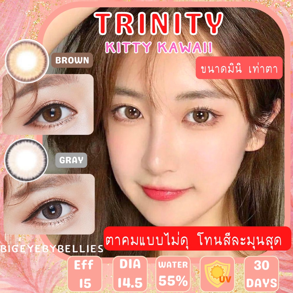 🔥คอนแทคเลนส์ 💗ขนาดมินิ💗 Trinity (kittykawaii) สี : Brown / Gray
