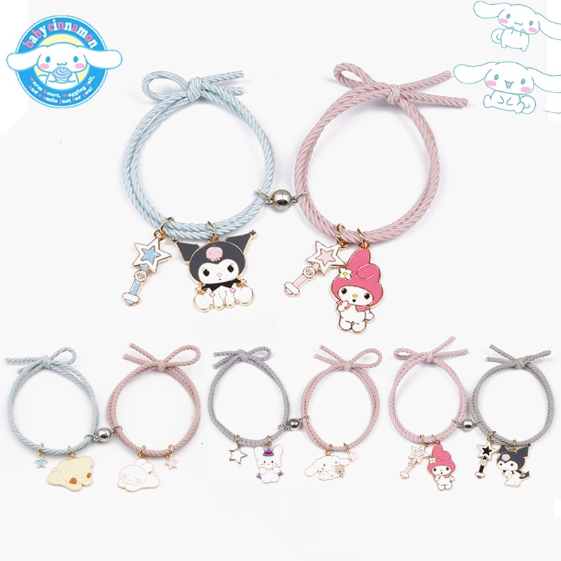 สร้อยข้อมือสเตนเลส แม่เหล็ก ลาย My Melody Kuromi Kawaii Sanrio Best Friend Bff อุปกรณ์เสริม สําหรับเด็กผู้หญิง