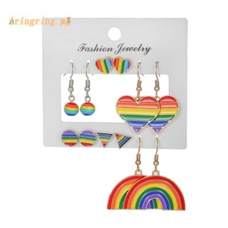 ARIN Alloy Drop Earrings Heart Round Rectangle Rainbow Earrings for Gay and Lesbian