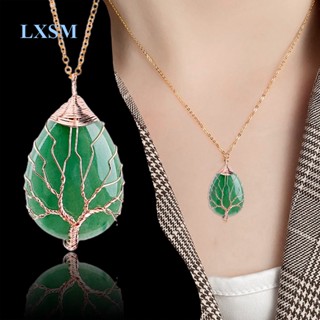 Lxsm สร้อยคอ จี้หินโอปอล ควอตซ์ แฮนด์เมด สีโรสโกลด์