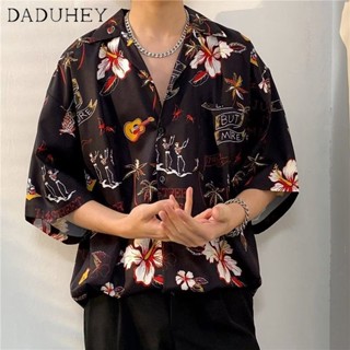 DaDuHey🔥 Mens Fashionable Floral Short-Sleeved Shirt Summer Thin Vacation Beach Top