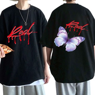 Mgfs 【พร้อมส่ง】เสื้อยืดลําลอง ผ้าฝ้าย แขนสั้น คอกลม พิมพ์ลายกราฟฟิค Playboi Carti สีแดง สไตล์ฮิปฮอป สําหรับผู้ชาย และผู้