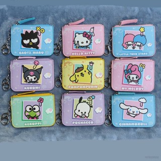 SANRIO พวงกุญแจหนัง จี้รูปการ์ตูน Hello Kitty Kuromi Pochacco Cinnamon สําหรับห้อยกระเป๋าสตางค์