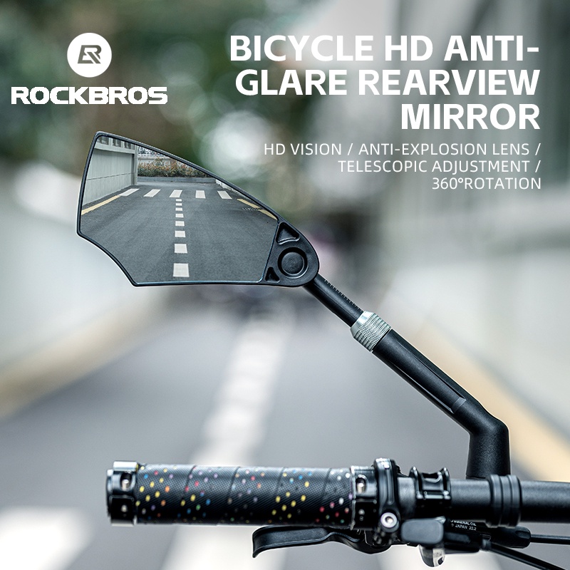 【TH Delivery】ROCKBROS กระจกมองหลัง HD 360 องศา ป้องกันแสงสะท้อน สําหรับสกูตเตอร์ไฟฟ้า ° กระจกใส หมุนได้