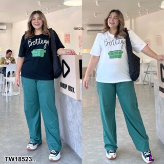ส่งไว 💗พร้อมส่ง  Set เสื้อผ้าคนอ้วน   เสื้อยืด  + กางเกงขายาวทรงกระบอกใหญ่   ชุดไปทะเล ชุดเซ็ต ทำงาน ออกงาน สไตล์เกาหลี