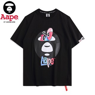 Aape เสื้อยืดลําลอง แขนสั้น คอกลม พิมพ์ลายการ์ตูน SpongeBob แฟชั่นฤดูร้อน สําหรับผู้ชาย และผู้หญิง S-5XL