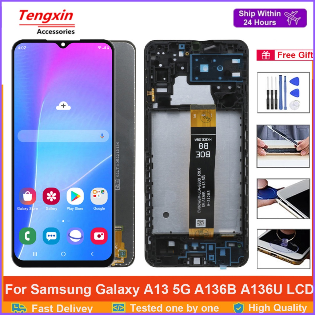 6.5 "; a136 สําหรับ Samsung Galaxy A13 5G lcd A136 SM-A136B A136U A136 LCD และ Touch Screen Digitize