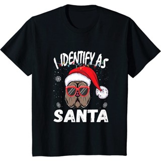 ชุดนอน เสื้อยืด พิมพ์ลาย I Identify As Santa Funny Bulldog Christmas X-Mas