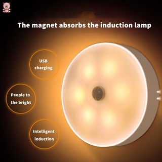 โคมไฟกลางคืน LED เซนเซอร์ตรวจจับการเคลื่อนไหว ชาร์จ USB สําหรับตู้เสื้อผ้า บันได ทางเดิน บ้าน