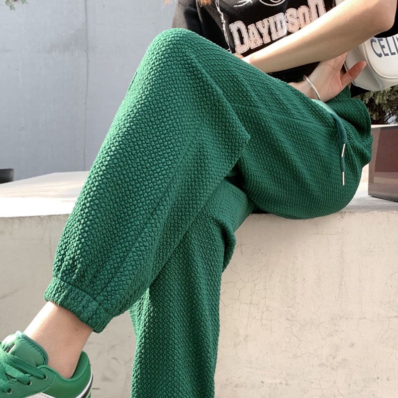 พร้อมส่งจ้า M-2XL;สีดํา/สีขาว/สีเขียว/สีชมพู; ขนาดบวก; กางเกงวอร์ม; ผู้หญิง; หน้าร้อน; ใหม่; การว่างจากงาน; หย่อน; คว