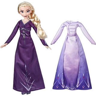 Disney Frozen Arendelle ตุ๊กตาเอลซ่า สีม่วง 2 ชุด และชุดเดรส 2 ภาพยนตร์ ของเล่น สําหรับเด็ก 3 ปีขึ้นไป สีน้ําตาล