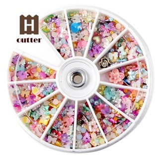 1200pcs Wheel Mixed 3D DIY Nails Glitter Shining Rhinestones Art Tips Decoration