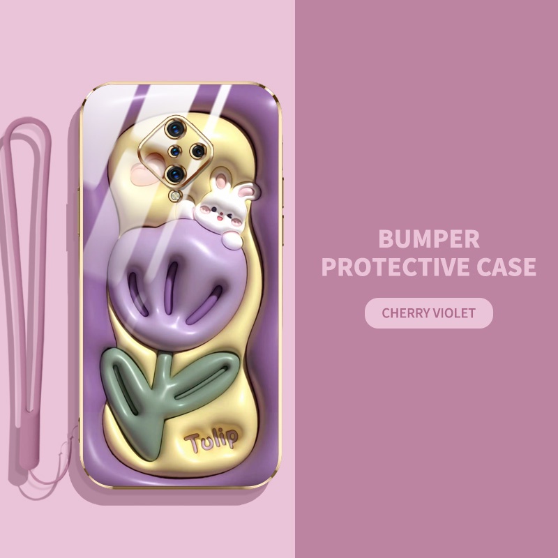 เคสโทรศัพท์มือถือ ลายสัตว์ และพืชน่ารัก 3D พร้อมสายคล้อง สําหรับ Vivo S1 Pro 1920 - รูปที่ 3