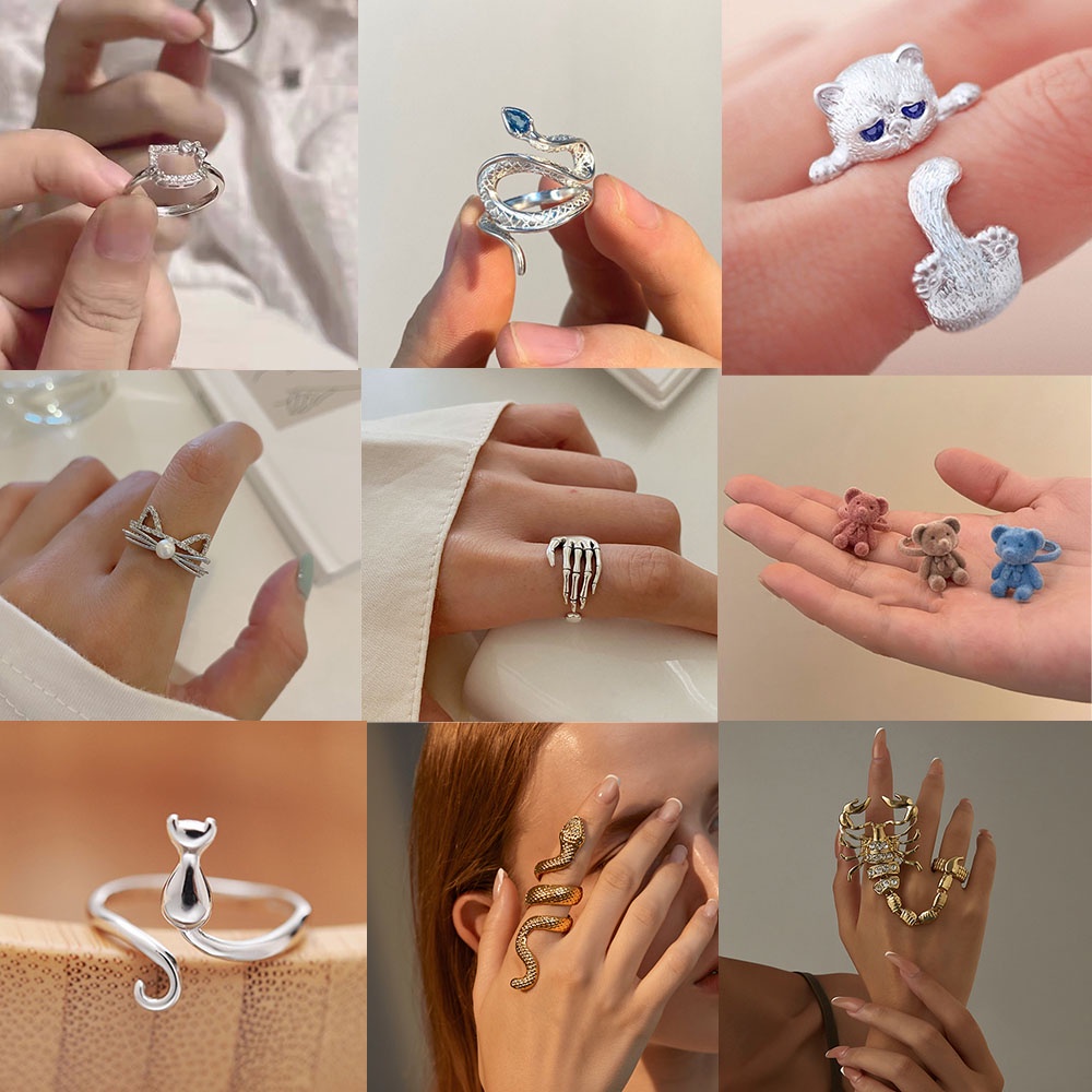 ใหม่ แหวนแฟชั่น รูปกบ แมงมุม งู กบ เครื่องประดับ สําหรับผู้หญิง
