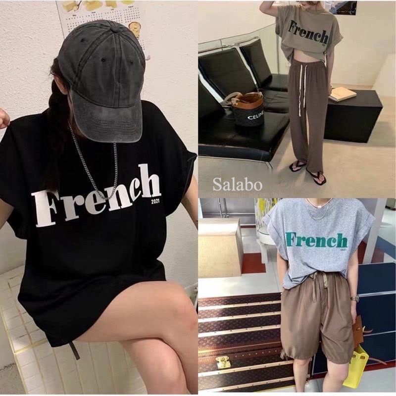 SALABOพร้อมส่ง เสื้อยืดคอกลม แขนกว้าง สีพื้นสกรีนลายหนังสือ แมทได้ทุกลุค #A19