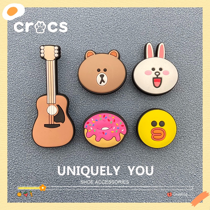 Crocs jibbitz charms Line การ์ตูน รูปแบบ Crocs เครื่องประดับแฟชั่นรองเท้าหัวเข็มขัด Line Friends Cro