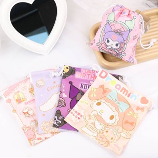 SANRIO กระเป๋าเครื่องสําอาง กระเป๋าหูรูด ลายการ์ตูนน่ารัก แบบพกพา สําหรับนักเรียน