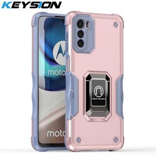 Keysion เคสโทรศัพท์มือถือ ซิลิโคน PC กันกระแทก พร้อมขาตั้งโลหะ สําหรับ Motorola MOTO G42 G52 G82 MOTO G82 G52 G42