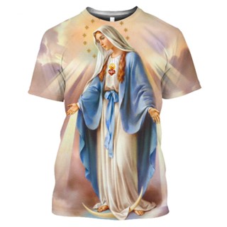 เสื้อยืดแขนสั้นลําลอง คอกลม พิมพ์ลายกราฟฟิค Our Lady Of Guadalupe Virgin Mary The Madonna Religious สไตล์ฮิปฮอป สําหรับผู้ชาย และผู้หญิง