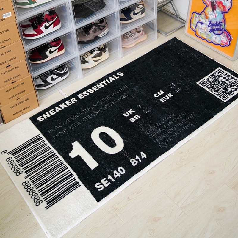 สินค้าใหม่ พรมยาว ลายฉลาก พรมขน3D งานปักขนแคชเมียร์ พรมดักฝุ่น พรมเช็ดเท้า ดูดซํบน้ำดีเยี่ยม แห้งไว