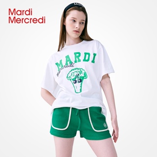 เสื้อยืดแขนสั้น ผ้าฝ้าย ทรงหลวม ลาย Mardi Mercredis broccoli แฟชั่นฤดูร้อน สําหรับผู้ชาย และผู้หญิง