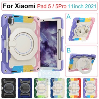 แผ่น สําหรับ Xiaomi Pad 5 5Pro 11 นิ้ว Xaomi Pad 5Pro 12.4 นิ้ว 360° เคสกันกระแทก แบบหมุนได้ พร้อมขาตั้ง สําหรับงานหนัก