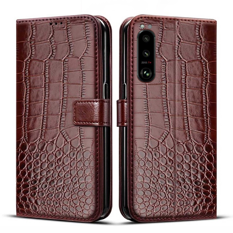 เคสโทรศัพท์หนัง PU จระเข้สําหรับ Sony Xperia 5 IV PDX-224 ฝาครอบแบบพลิกได้